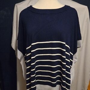 Oversized Navy and Grey Striped Women's Tunic
